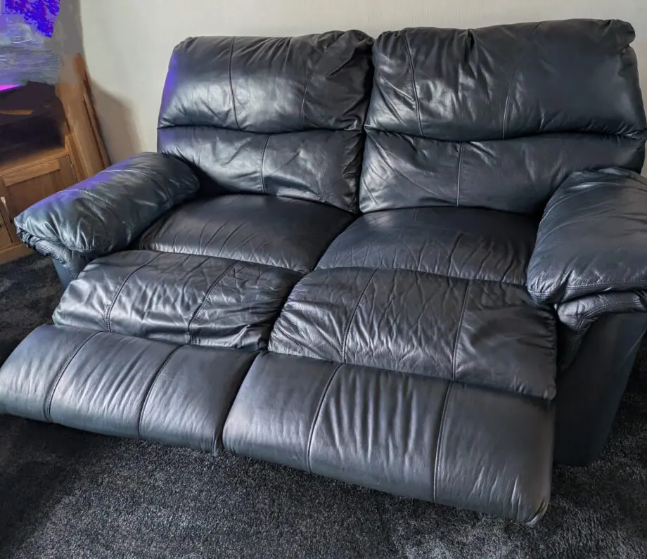Scs navy blue 2 seater manual reclining settees