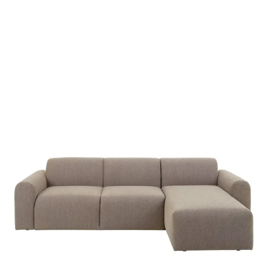 Midfield 2-Seater Chaiselongue Sofa RHF (Reversible Module) in Cona Boucle Beige 1 Fabric, Base in Matt Black