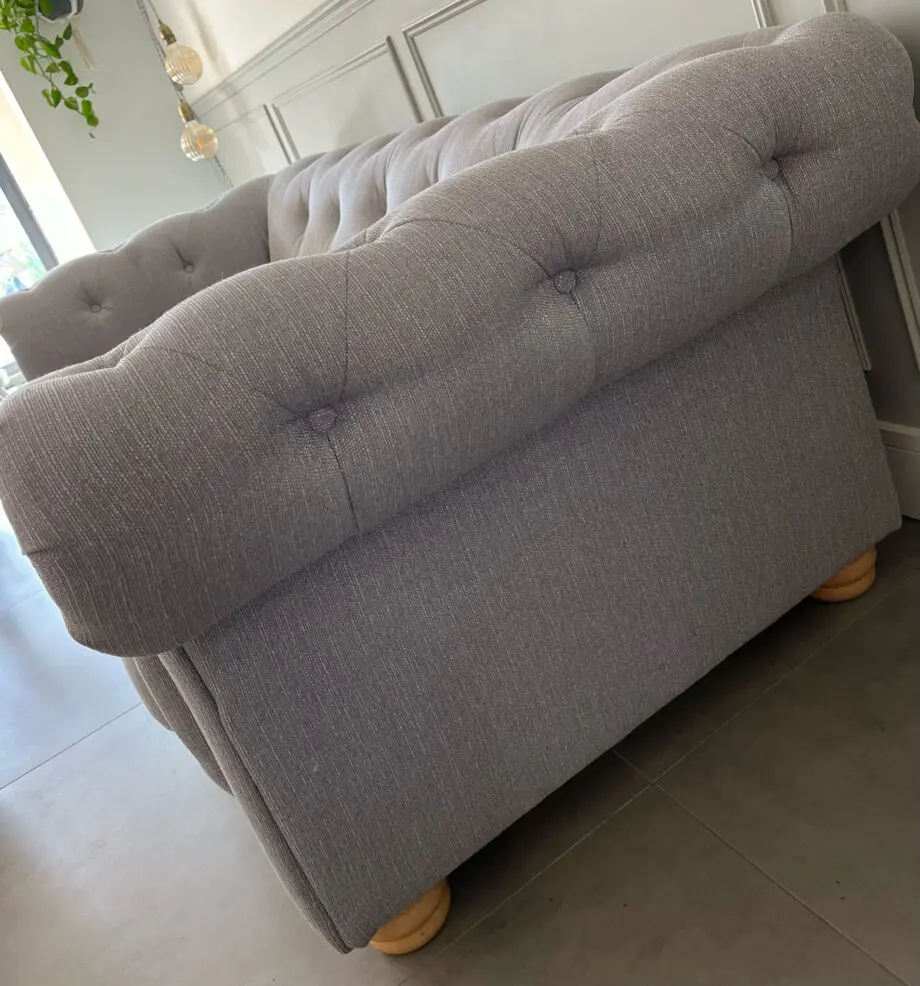 DFS Belair Chesterfield Sofa & Footstool (Cotswald Grey)