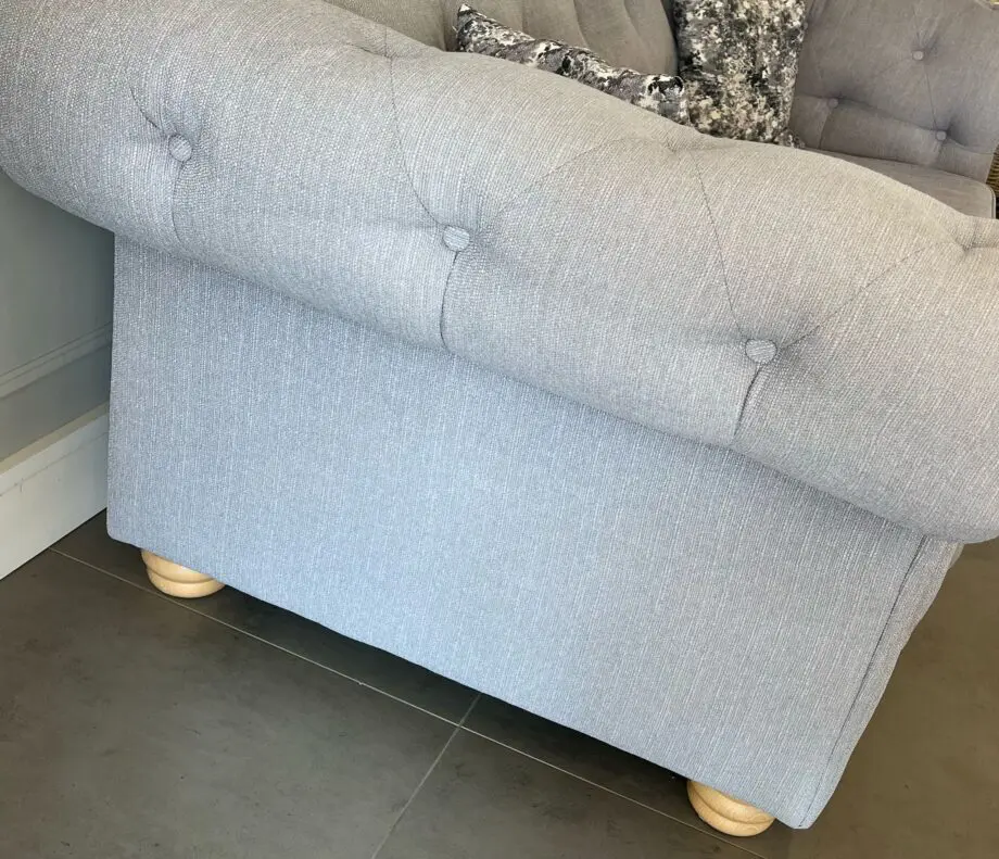 DFS Belair Chesterfield Sofa & Footstool (Cotswald Grey)