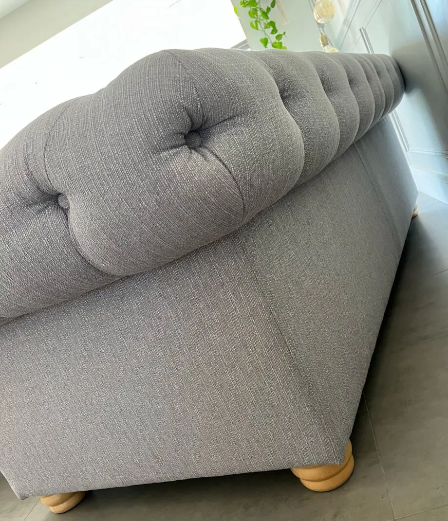 DFS Belair Chesterfield Sofa & Footstool (Cotswald Grey)