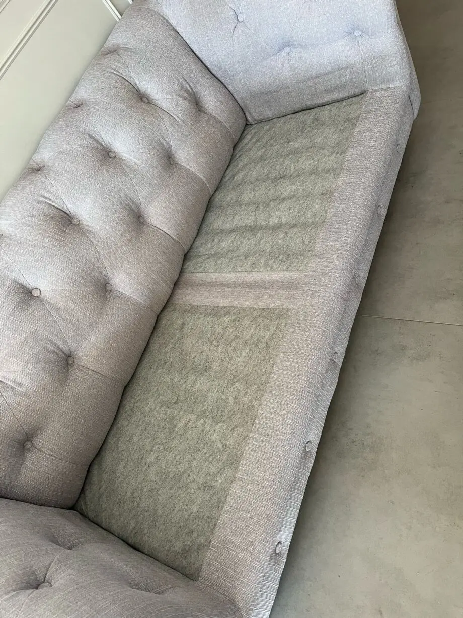 DFS Belair Chesterfield Sofa & Footstool (Cotswald Grey)