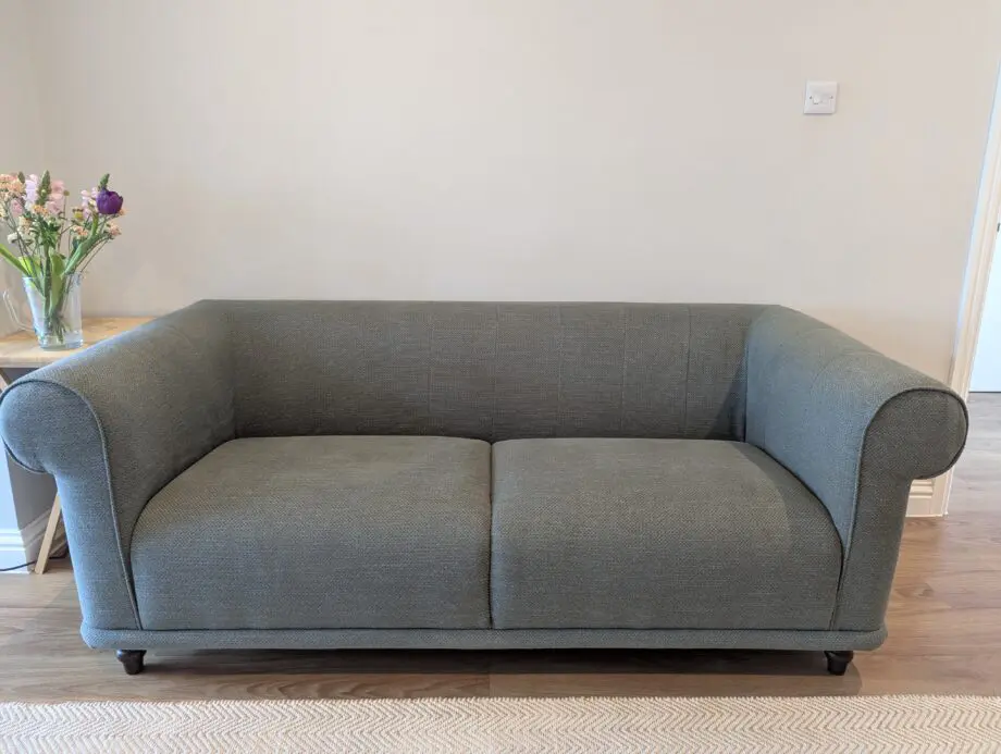 IKEA Viskafors 2 Seater Sofa - Lejde Grey-Green with Brown Legs