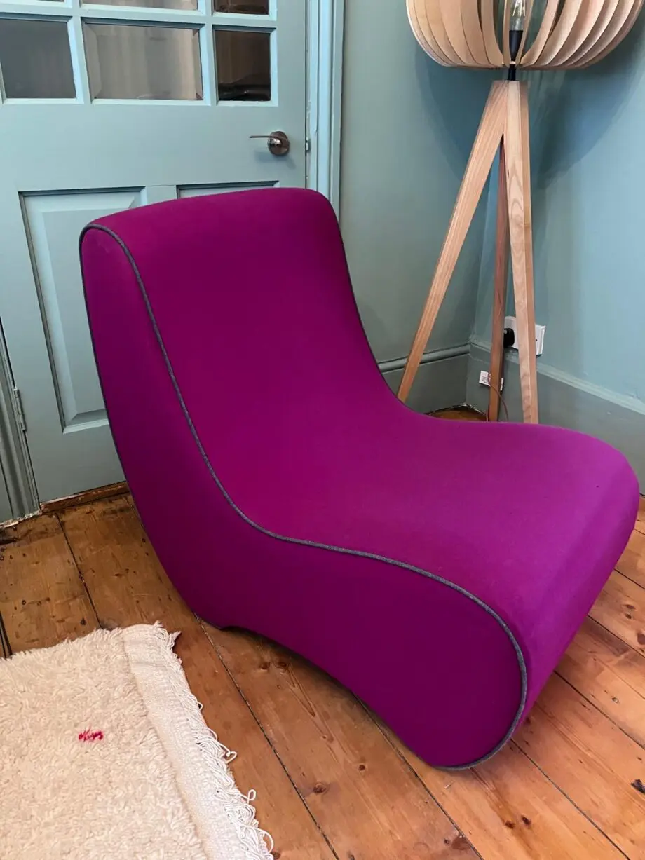 Custom-Made Peanut Chair in Magenta Fabric