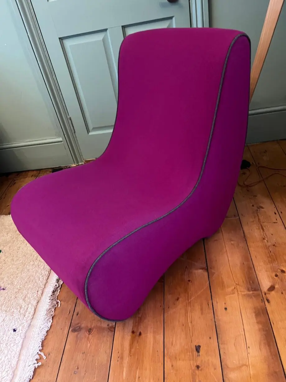 Custom-Made Peanut Chair in Magenta Fabric
