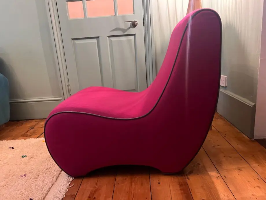 Custom-Made Peanut Chair in Magenta Fabric
