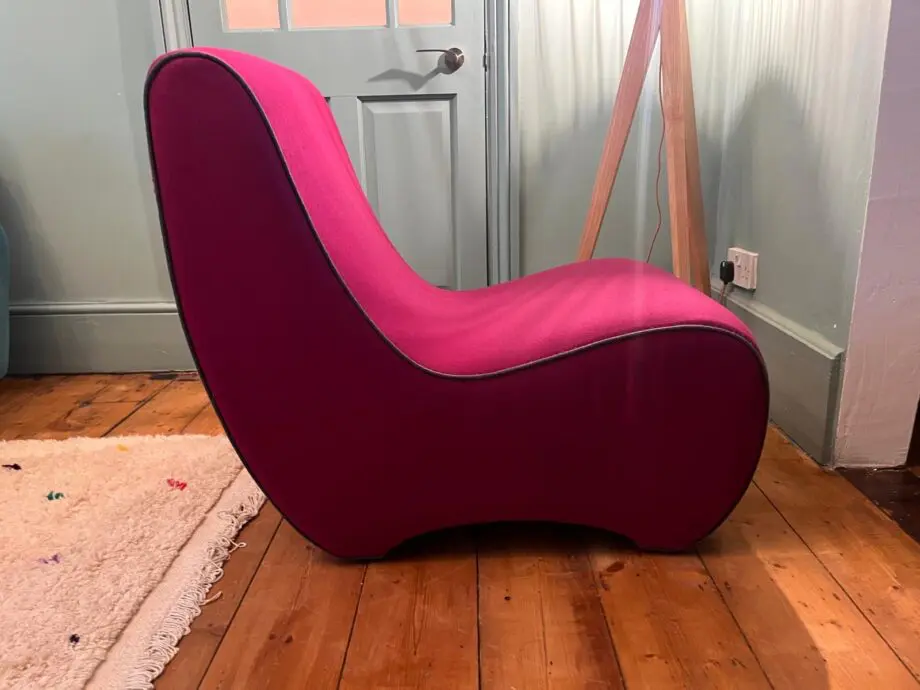 Custom-Made Peanut Chair in Magenta Fabric