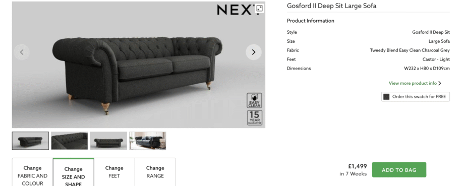 NEXT GOSFORD 3 seater sofas and footstool in excellent condition with extra cushions and covers!
