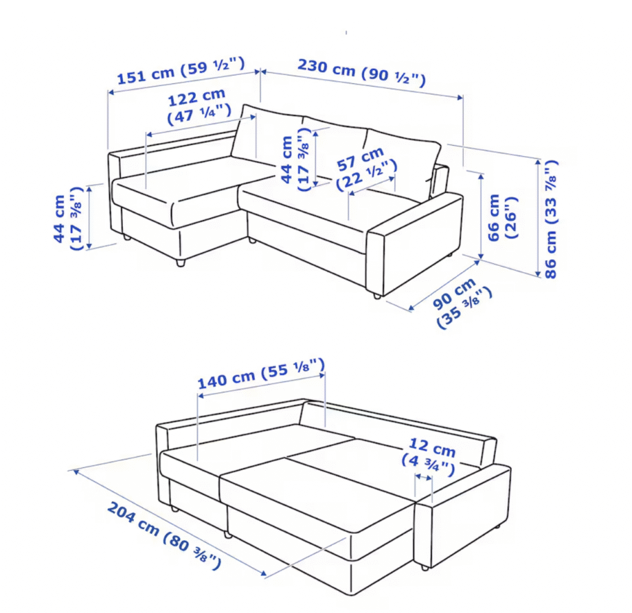 Ikea friheten chaise storage sofa bed in burnt orange