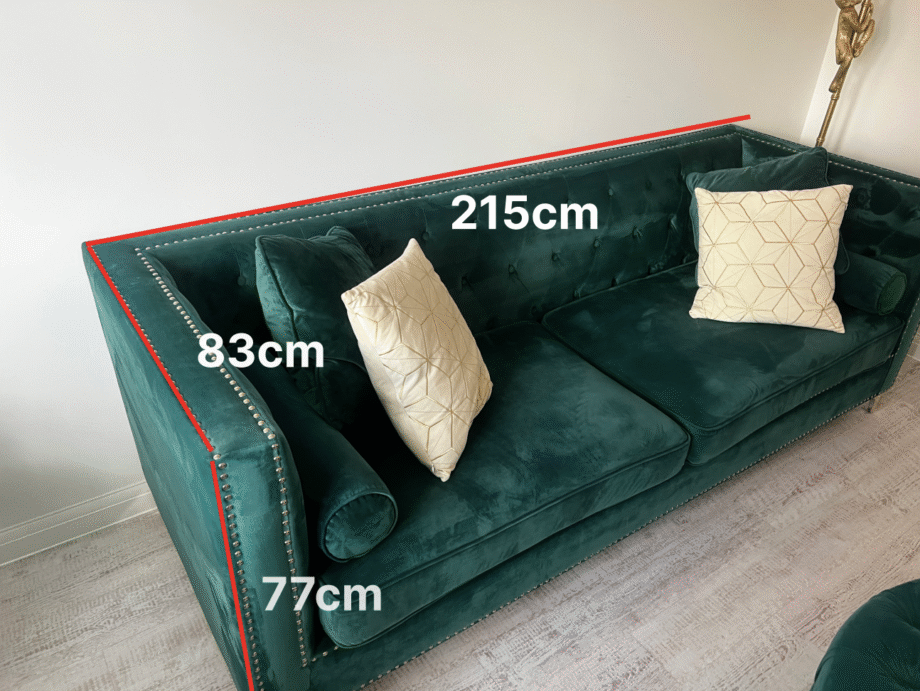 Chesterfield Green Velvet Sofa Set