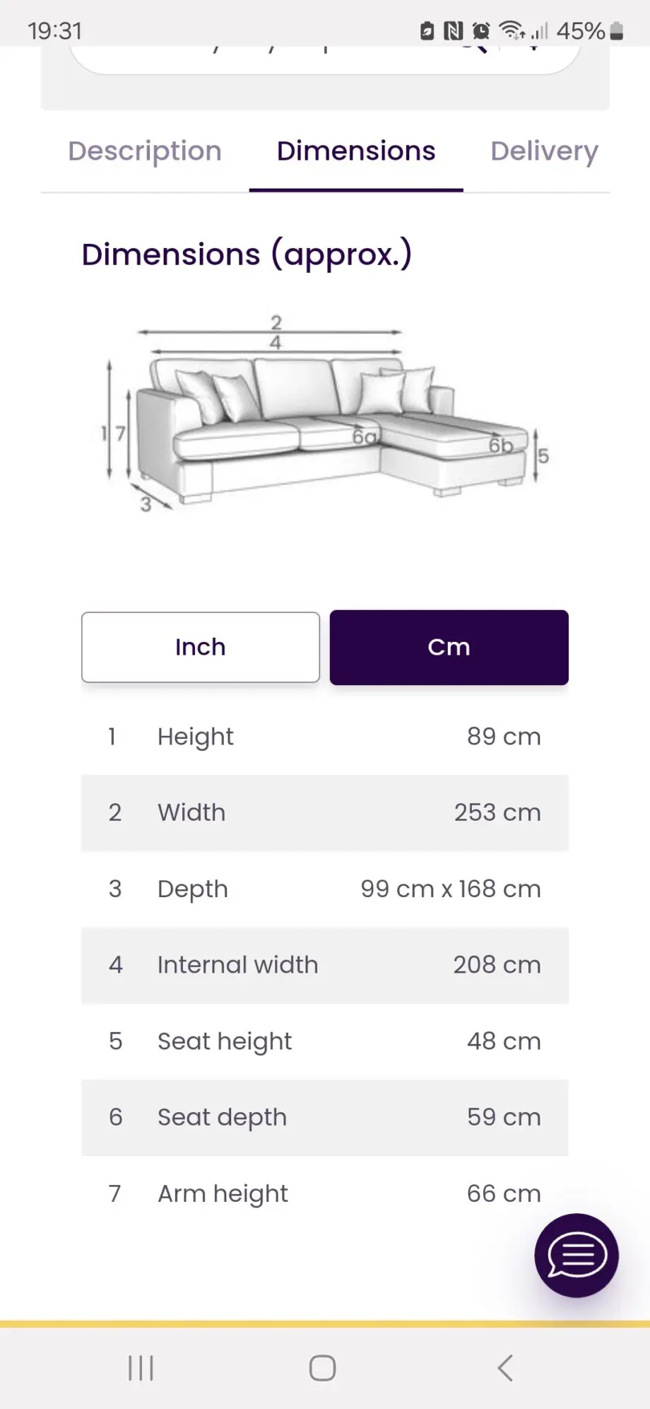 DFS FREYA RHF 2 PIECE LOUNGER SOFA-CREAM