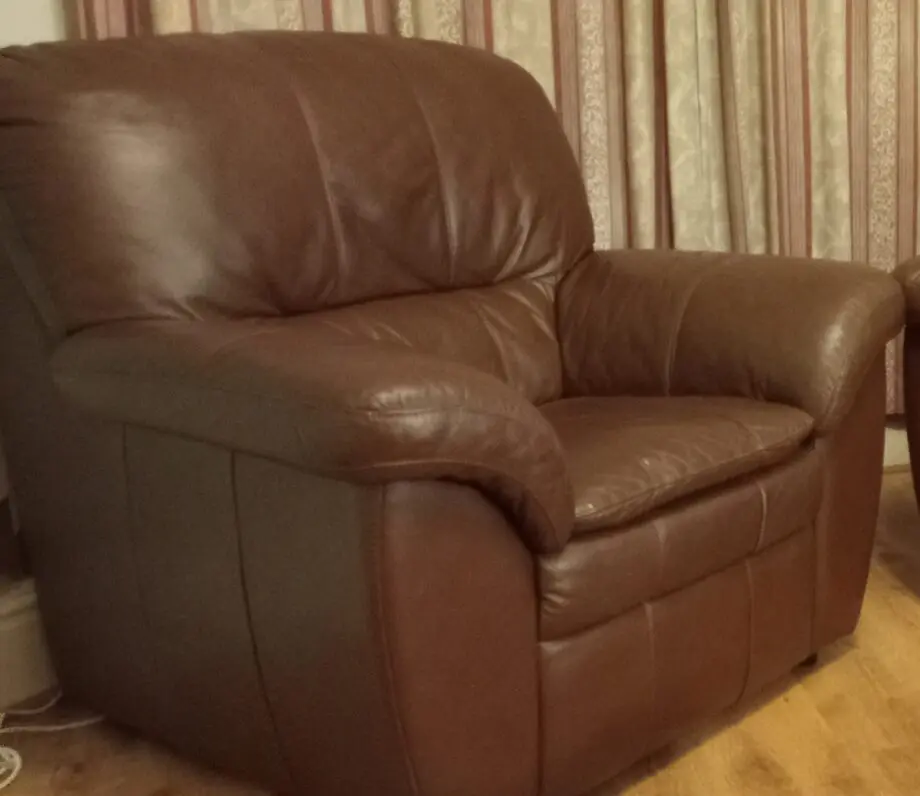BHS Santorini Brown Leather Sofa Set