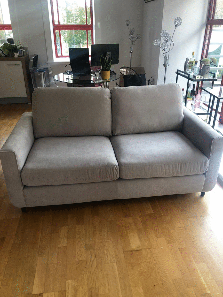 Furniture Village Esprit beige fabric corner sofa with sofa bed
