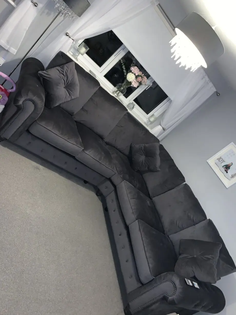 Corner 2C2 Sofa ~ Black Plush Velvet Sofa || Cash On Delivery