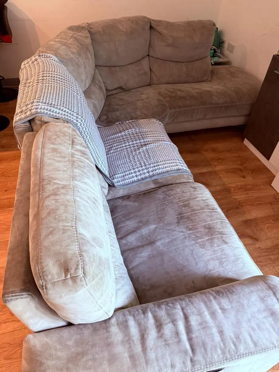 Sofology Palmer Corner Sofa Power Recliner Grey Suede– Needs Deep Clean