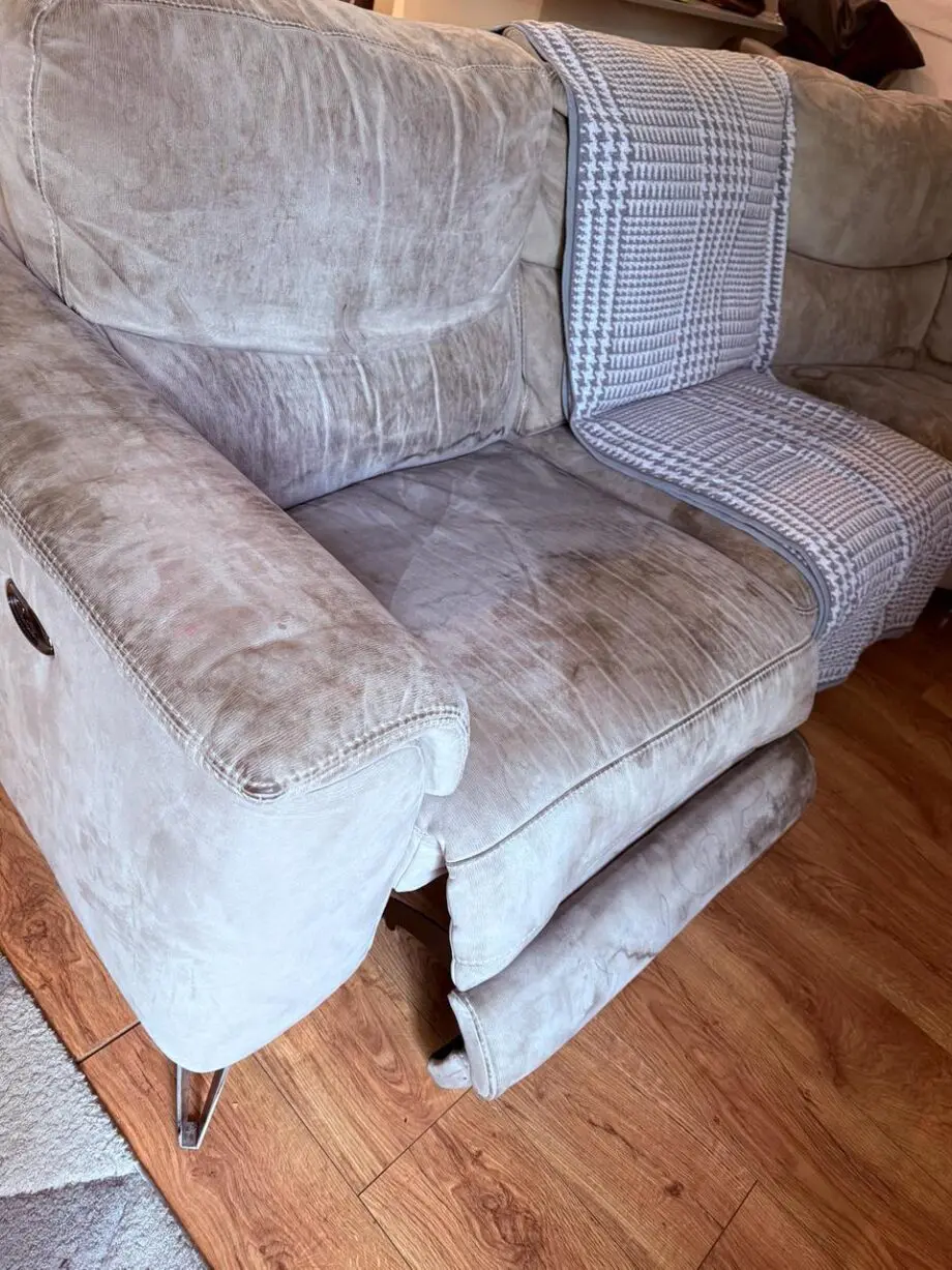 Sofology Palmer Corner Sofa Power Recliner Grey Suede– Needs Deep Clean