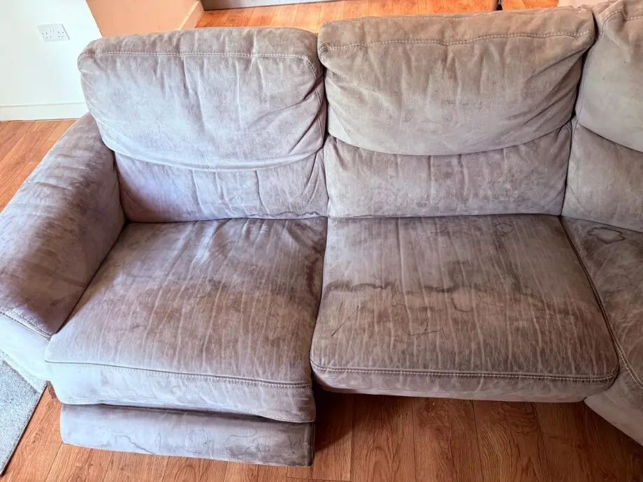 Sofology Palmer Corner Sofa Power Recliner Grey Suede– Needs Deep Clean