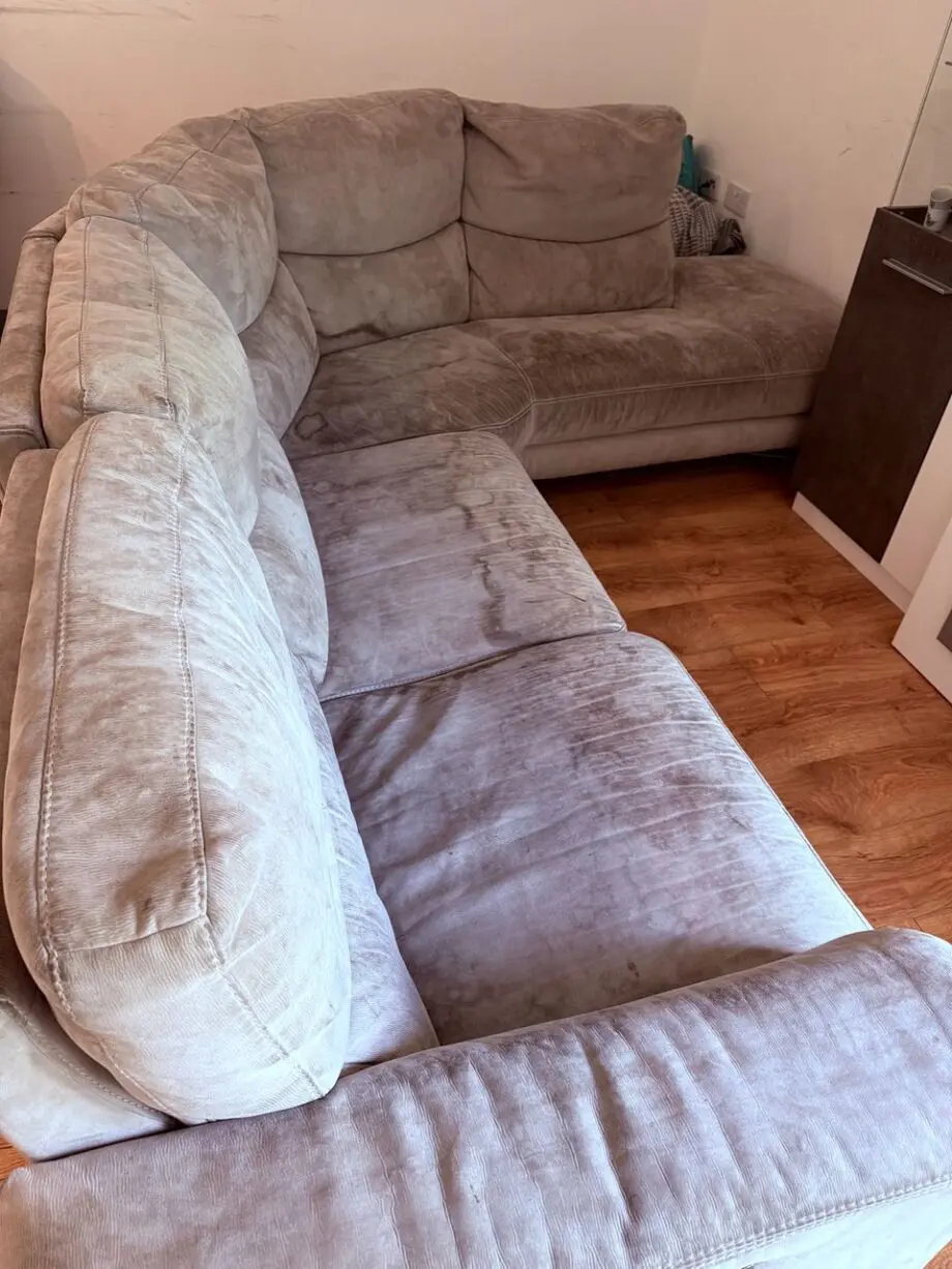 Sofology Palmer Corner Sofa Power Recliner Grey Suede– Needs Deep Clean