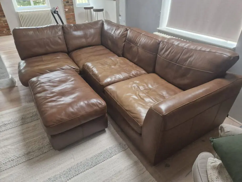 Brown Leather Furniture Village Sofa & Footstool