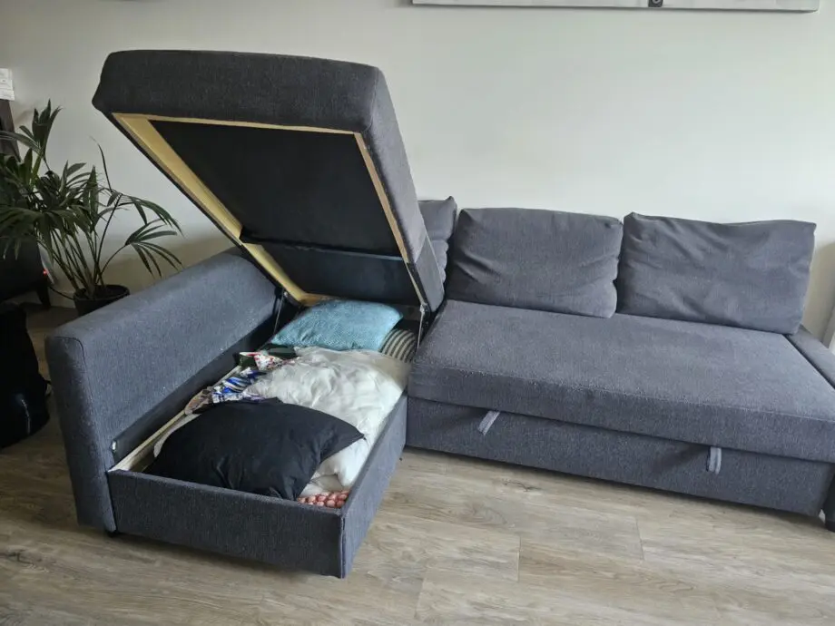 IKEA FRIHETEN Corner sofa-bed with storage, dark grey