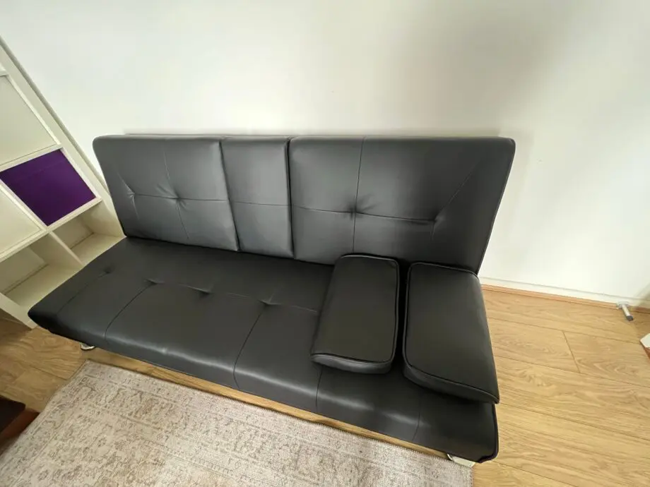 Faux Leather Sofa Bed with Cup Holders 3 Seater - Black - 3 Months Old! RRP £190