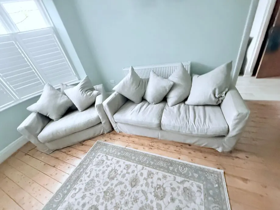M&S 3 Seater Beige Loose Cover Feather Sofa