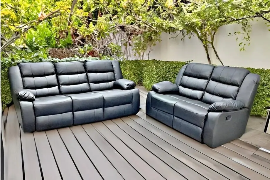 DFS Black & Grey Leather Recliner Sofa Set – 3-Seater & 2-Seater leather sofa for Sale ~ COD