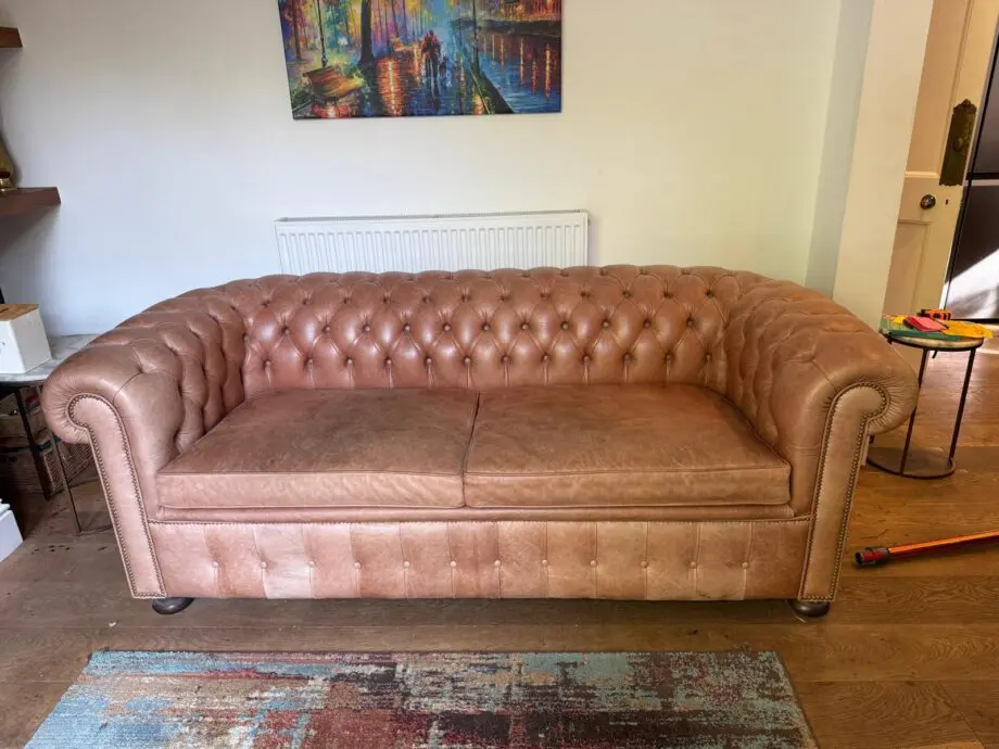 Leather Chesterfield 3 seater sofa bed