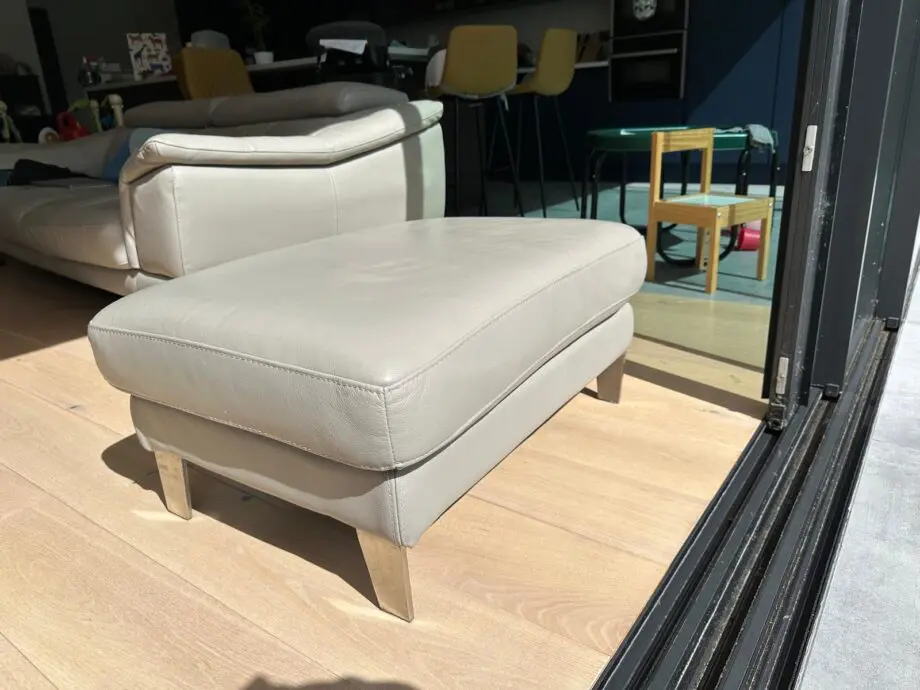 Sofology grey premium leather sofa & footstool
