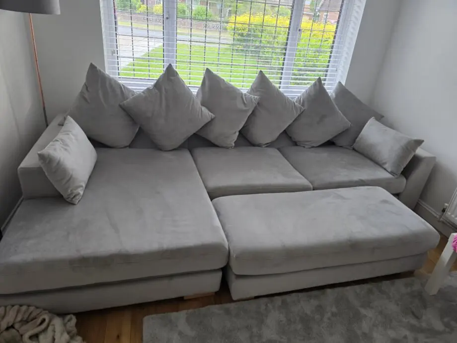 DFS velvet corner sofa
