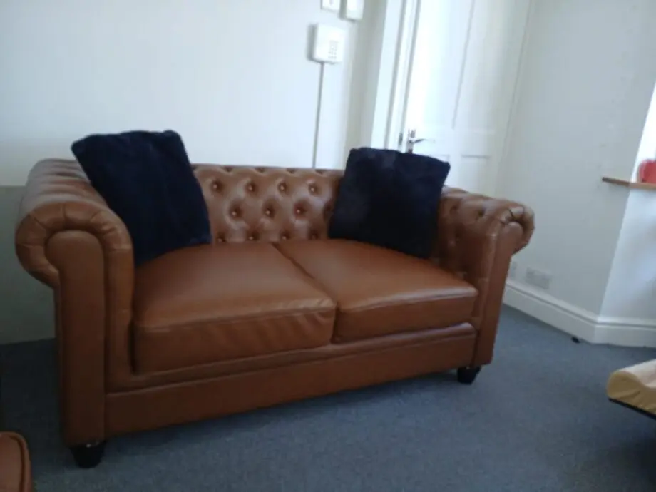 Furniture and choice Hampton Tan 2 Seater Chesterfield Sofa