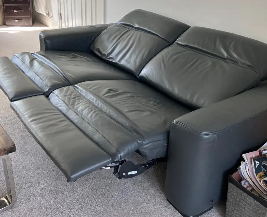 Natuzzi grey leather 3 seater sofa