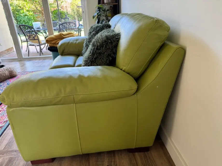 DFS Dazzle 2 seater sofa + storage pouffe green