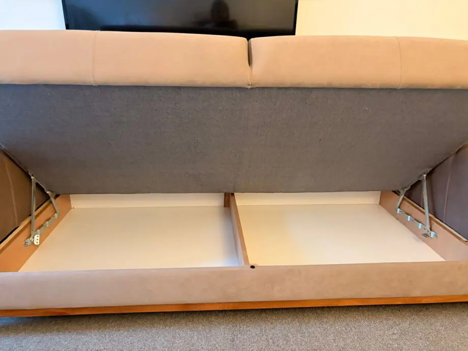 Beige Sofabed 3-Seater Sofa with Storage.
