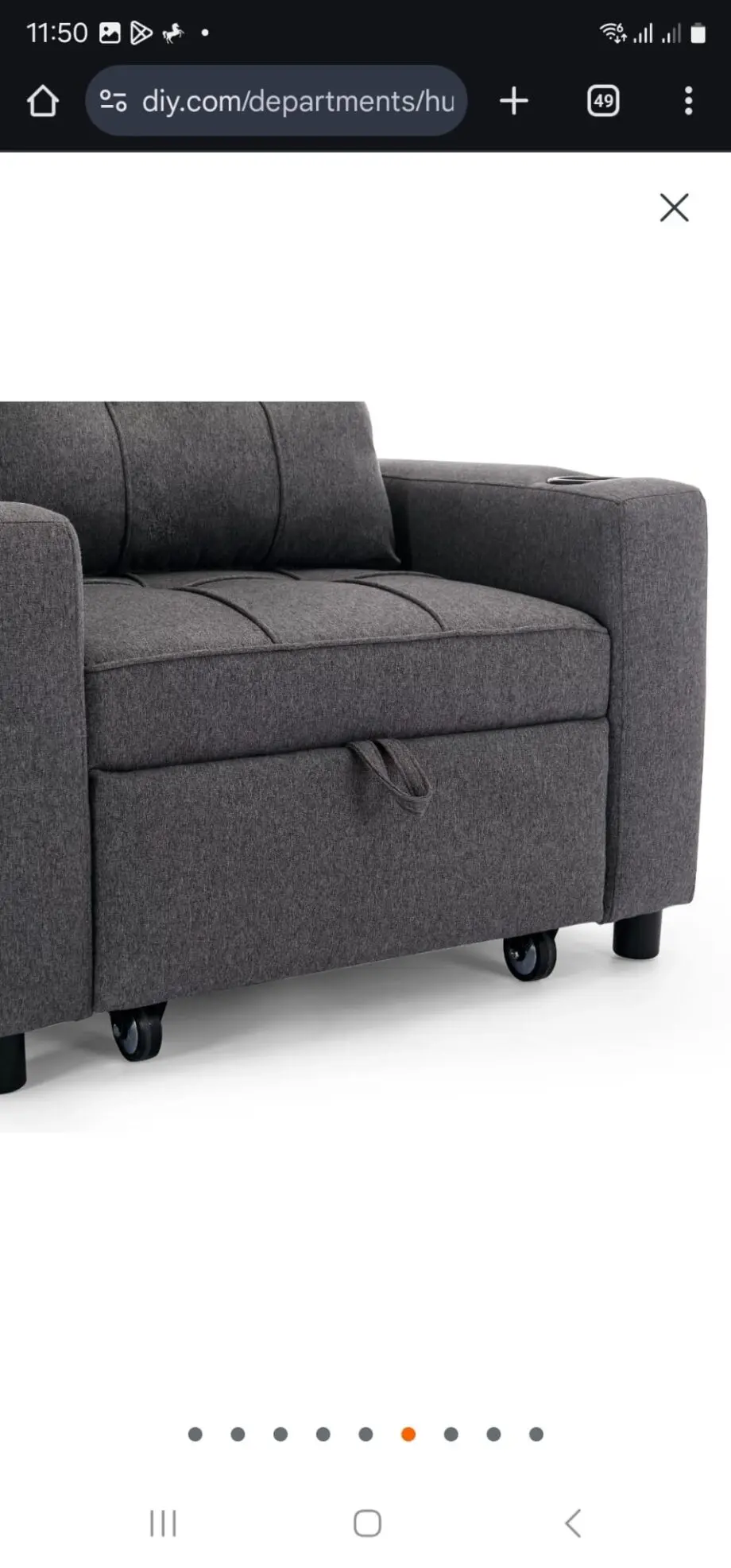 New in box Hudson 1 seater sofabed (from D.F.S) gray in color