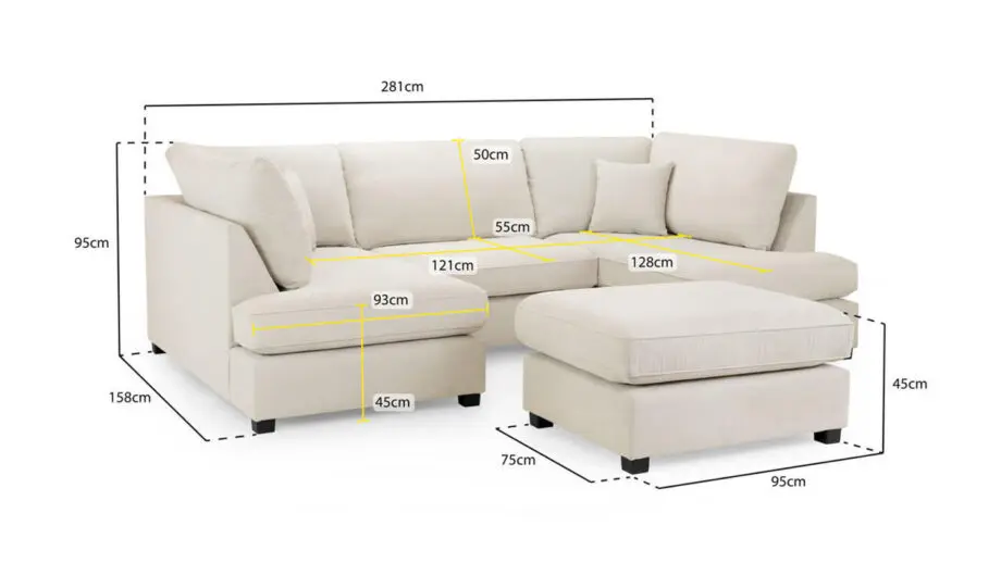 U Shaped Corner Sofa + Footstool For Sale