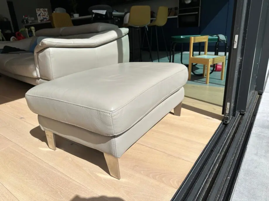 Sofology grey premium leather sofa & footstool