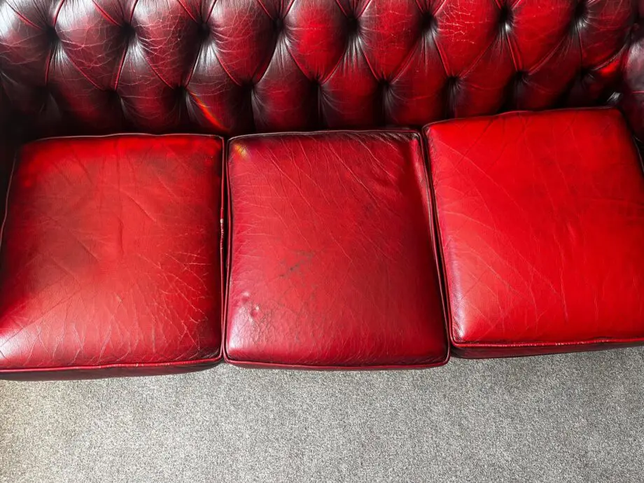 2 and 3 seater Chesterfield sofas in red leather