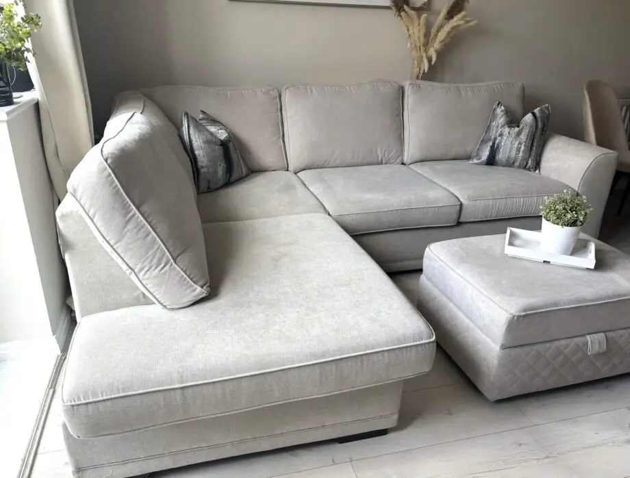Brand New Dfs L Shaped Corner Sofa + Footstool For SALE