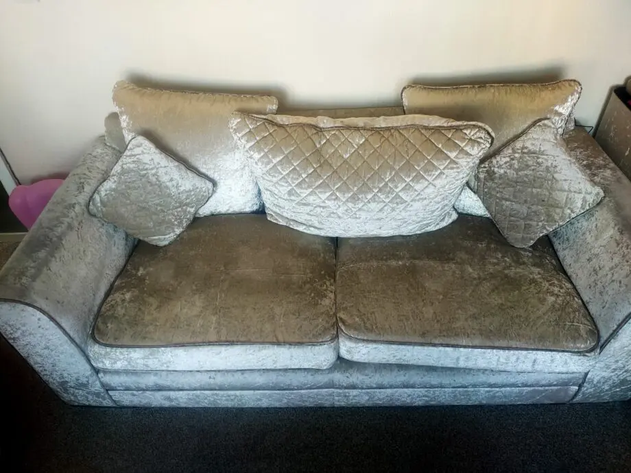 Cream velvet sofa set