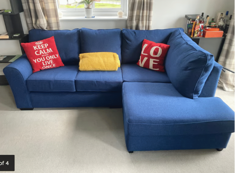 DFS Blue Sofa ¬ 4x Settee Corner Sofa For Sale