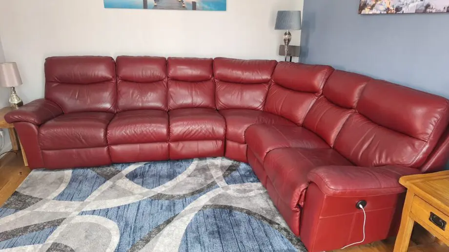 SCS La-Z-Boy Red Leather Modular Corner Sofa