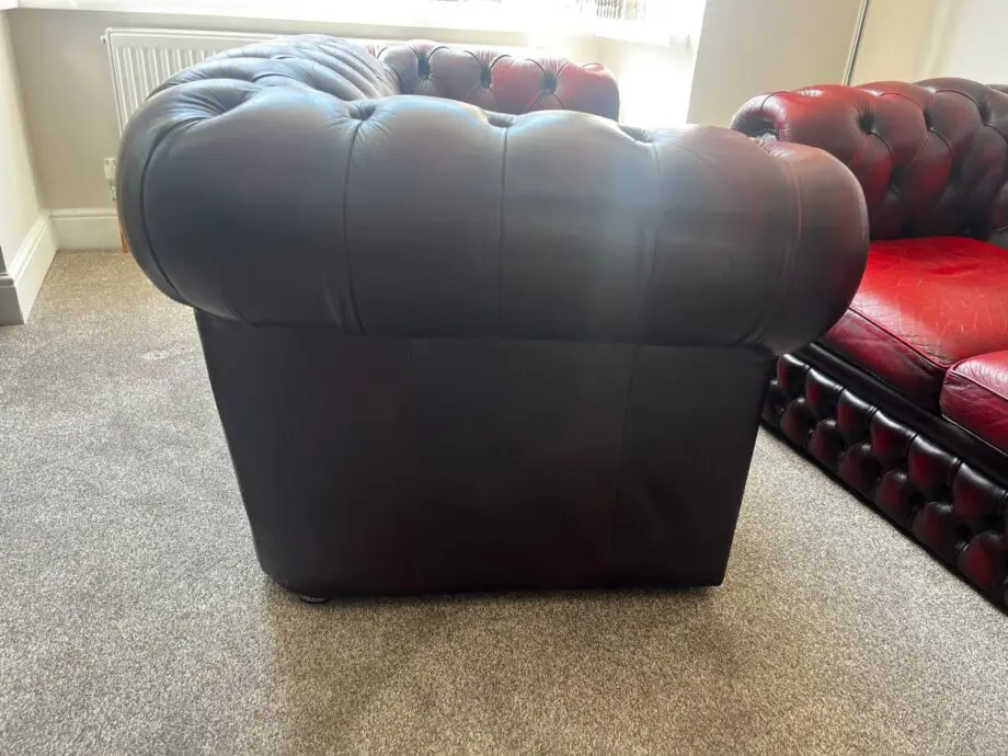 2 and 3 seater Chesterfield sofas in red leather
