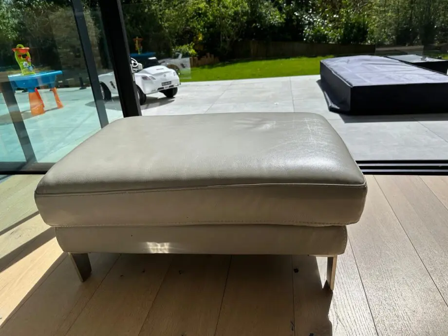 Sofology grey premium leather sofa & footstool