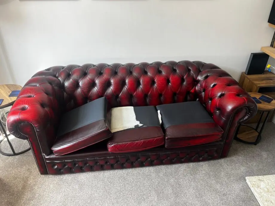 2 and 3 seater Chesterfield sofas in red leather