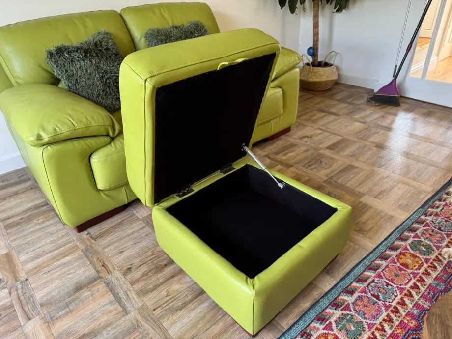 DFS Dazzle 2 seater sofa + storage pouffe green