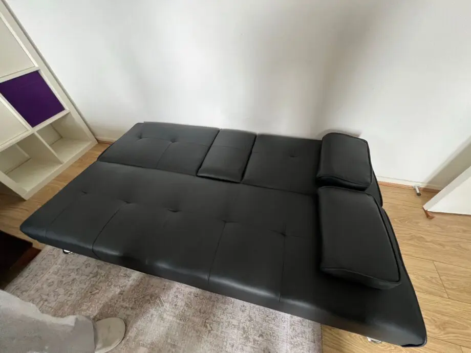 Faux Leather Sofa Bed with Cup Holders 3 Seater - Black - 3 Months Old! RRP £190