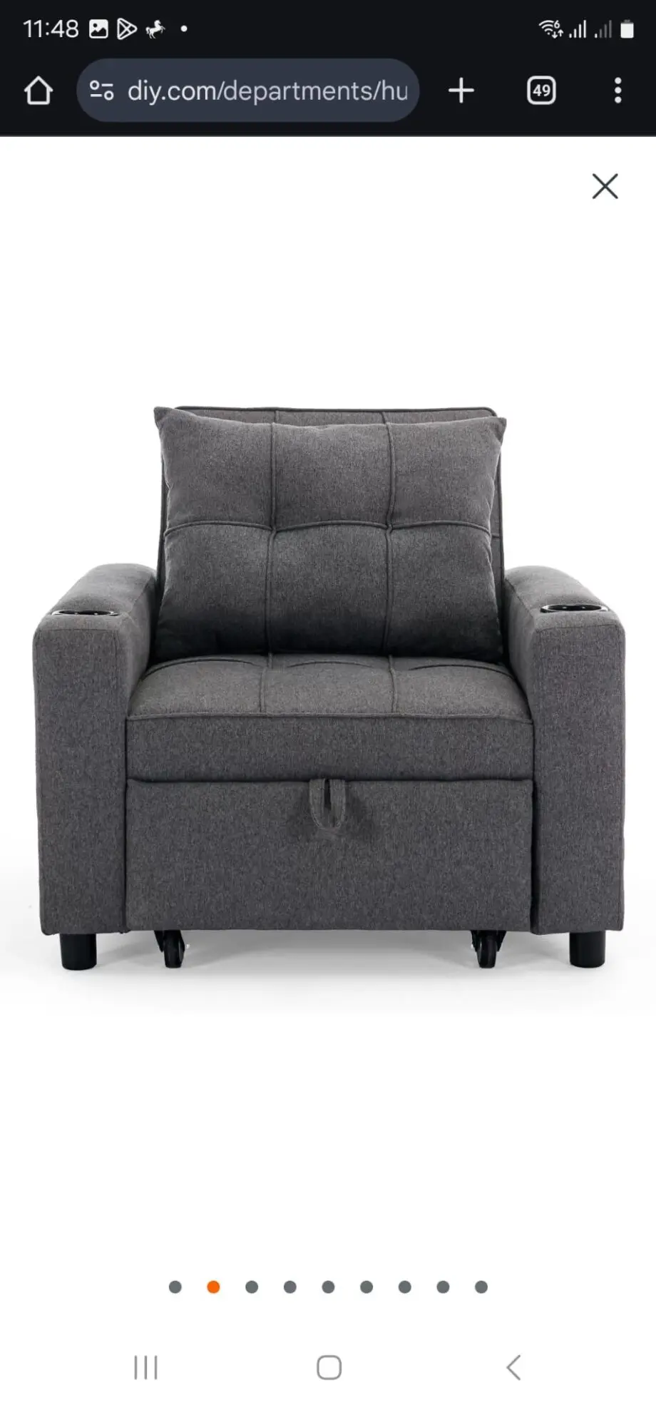 New in box Hudson 1 seater sofabed (from D.F.S) gray in color