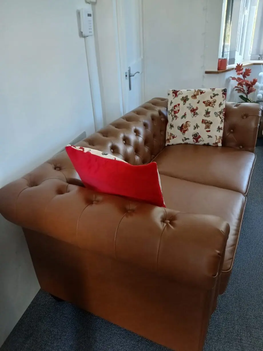 Furniture and choice Hampton Tan 2 Seater Chesterfield Sofa