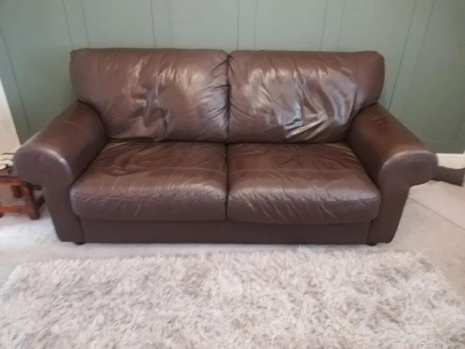 M&S Dark Brown leather 3 seater sofa